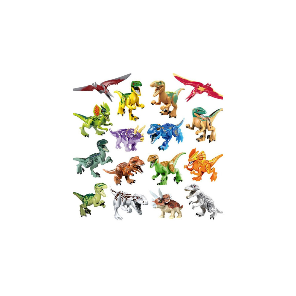 Xurikcoo 16Pcs Jurassic Dinosaur World Minifigures Toys Fit Lego