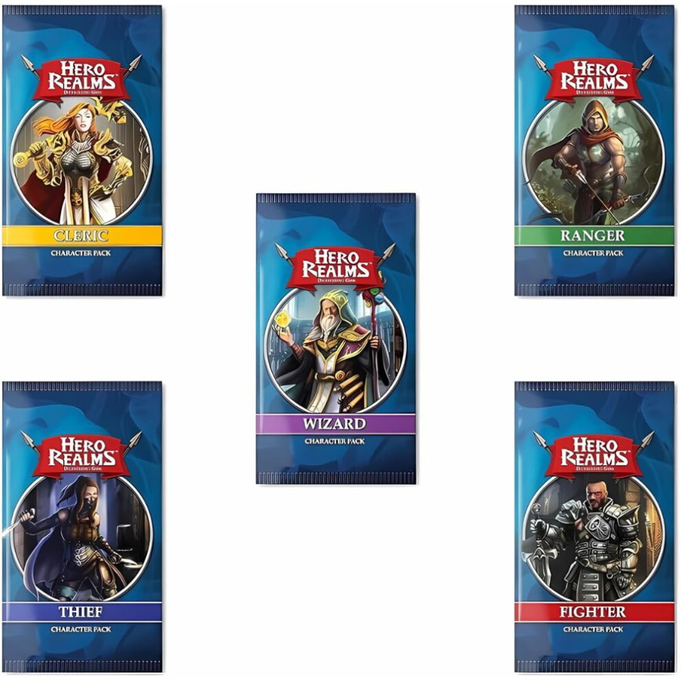 Pack de personnages Hero Realms - Clerc, Ranger, Guerrier, Voleur, Mage | Wise Wizard Games