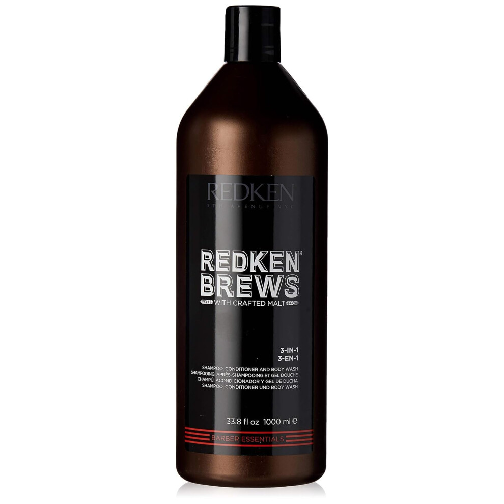 Redken Brews 3-In-1 Men's Shampoo, Conditioner, and Body Wash | Multi-