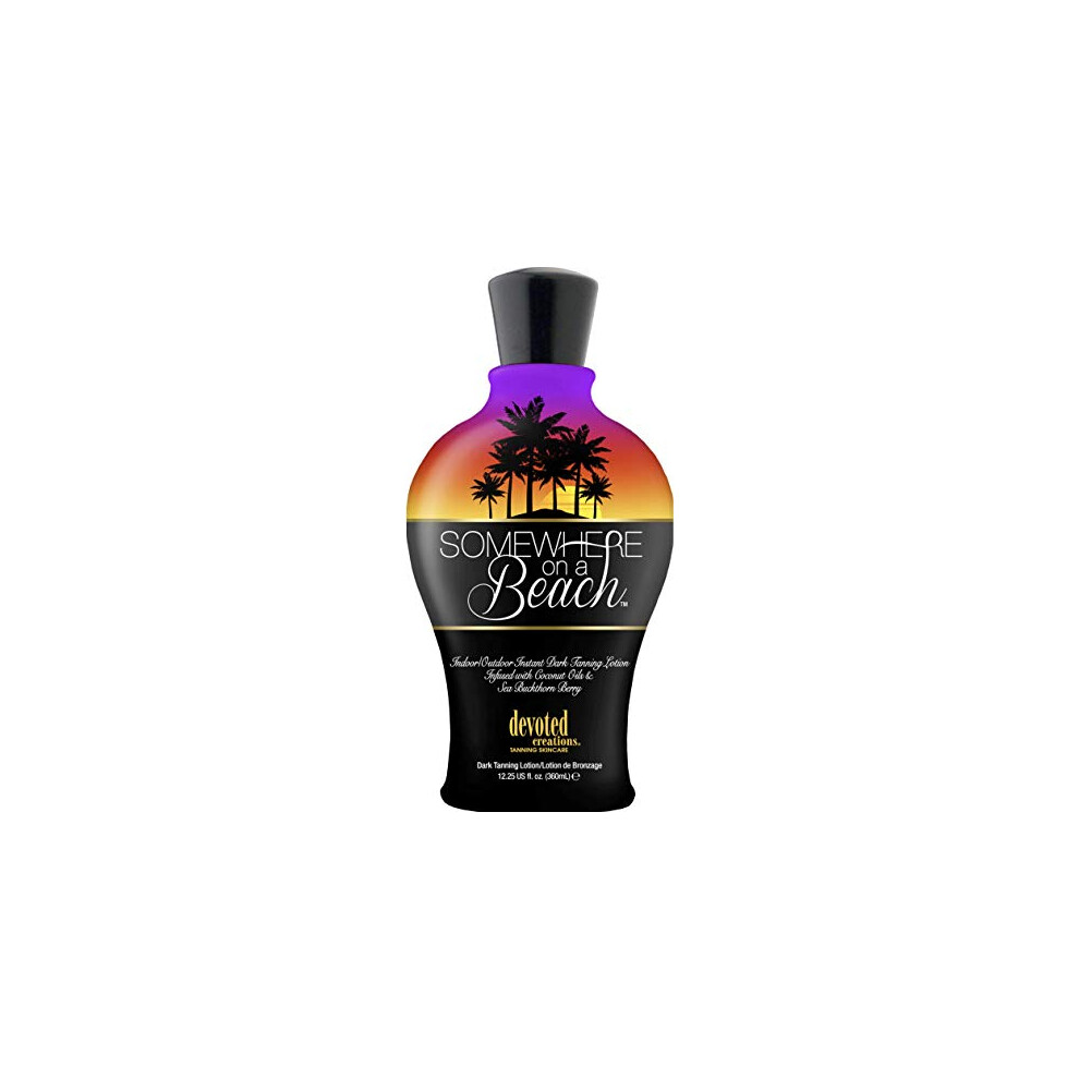 Somewhere on a Beach Indoor/Outdoor Instant Dark Tanning Lotion 12.25 oz - DHA-Free Bronzer, BB Cream, Sea Buckthorn & Coconut Oils