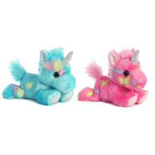 Aurora Bndel mit 2 gefllten Sitzsacktieren Blaubeer-Ripple-Einhorn und Jelly Roll-Einhorn, blau/rosa, mehrfarbig