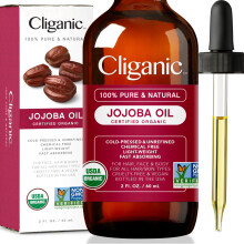 Cliganic USDA Bio Jojobaöl, 100% rein (2oz) | Kaltgepresstes, unraffiniertes, hexanfreies Öl für Haar & Gesicht