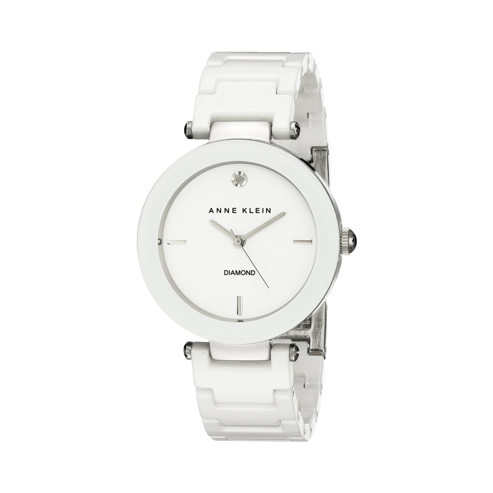 Anne Klein Women's AK/1019WTWT Diamond-Accented Watch with Ceramic Bra