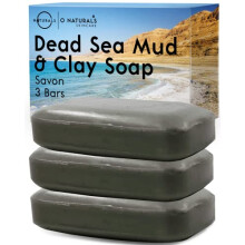 O NATURALS 3PCS Dead Sea Salt Mud & Clay Natural Bar Soap - Helps Acne
