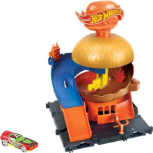 Hot Wheels Toy Car Track Set, City Burger Drive-Thru Playset & 1:64 Sc
