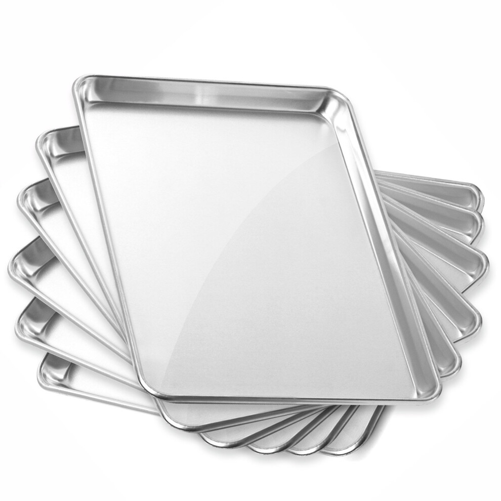 GRIDMANN 13"""" x 18"""" Commercial Grade Aluminum Cookie Sheet Baking Tray Jelly Roll Pan Half Sheet - 6 Pans