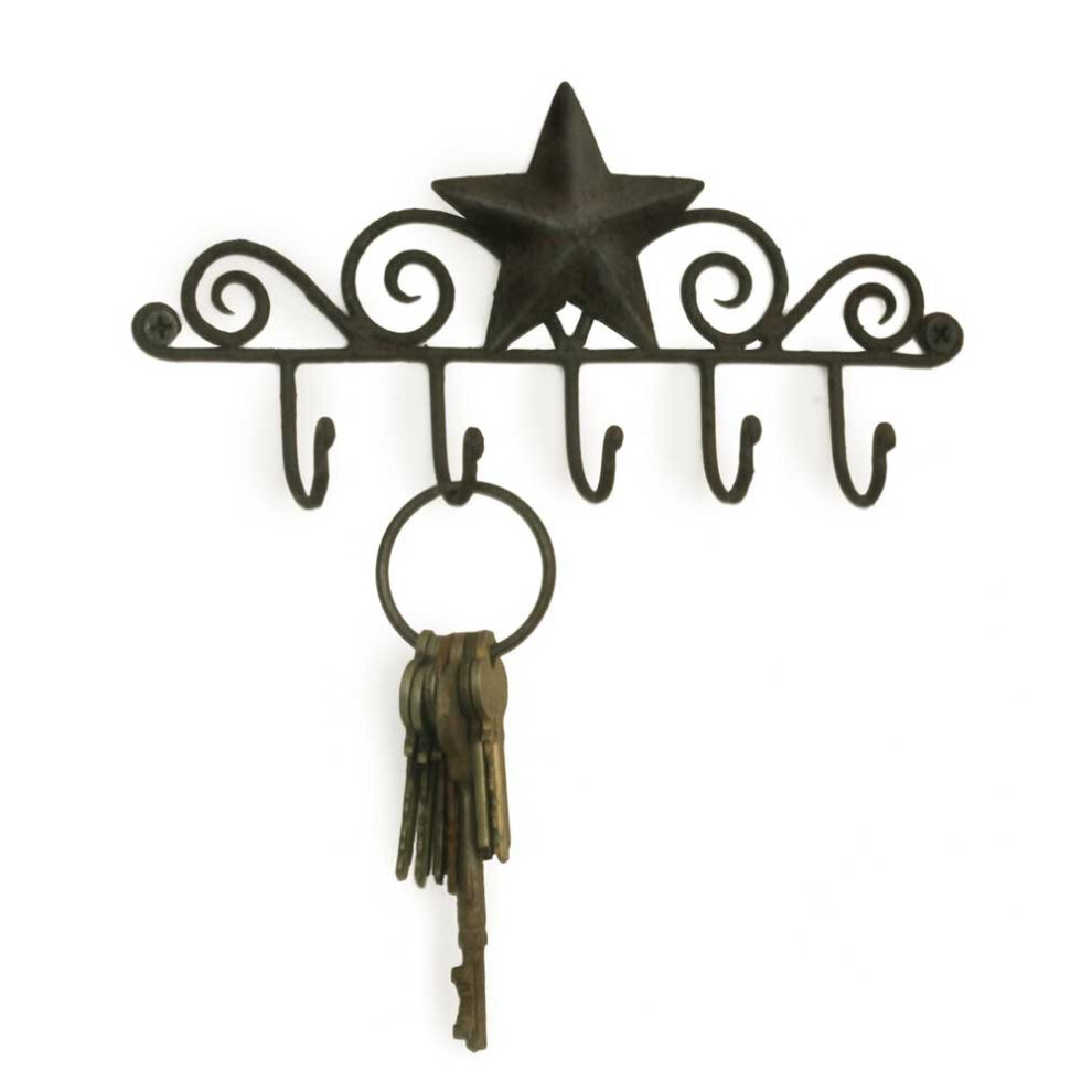 1 X Key Rack Holder Star Wall Organizer Black