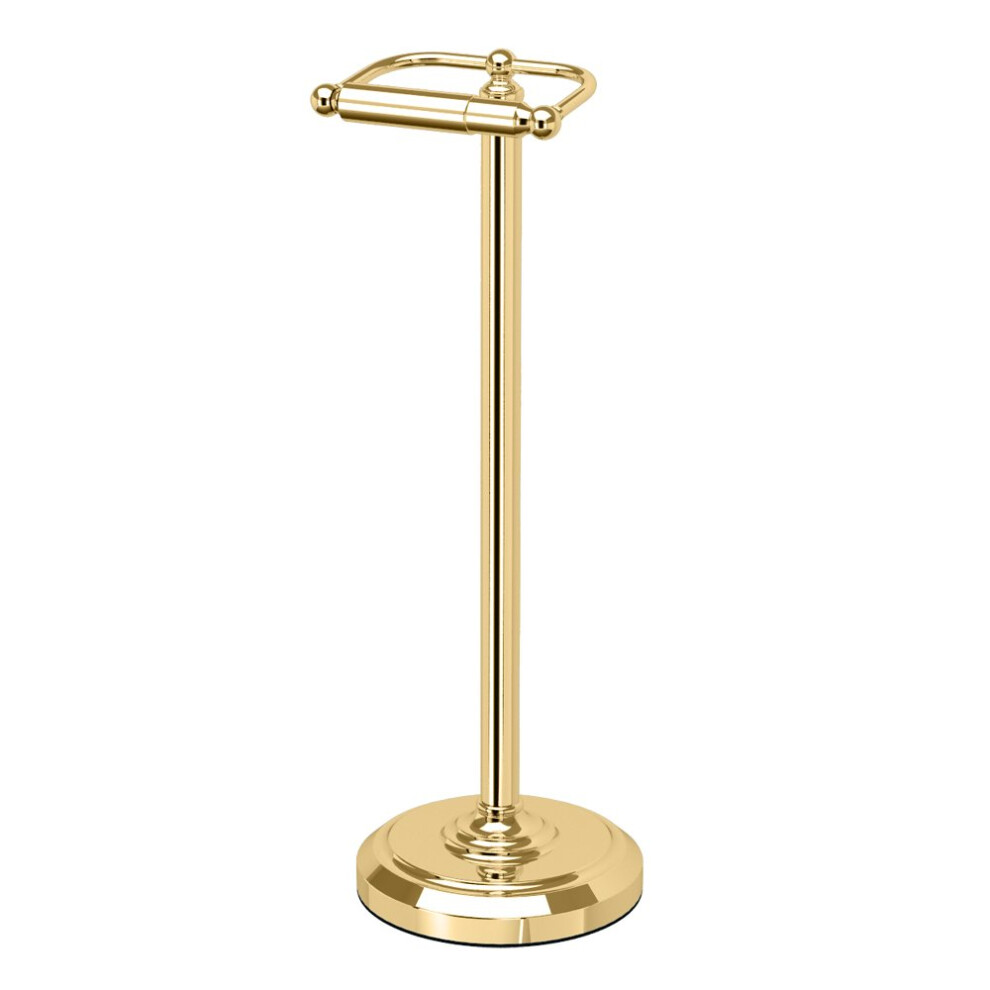 Gatco 1436 Pedestal Toilet Paper Holder, Polished Brass-image-OPC-PB5WQKR-NEW