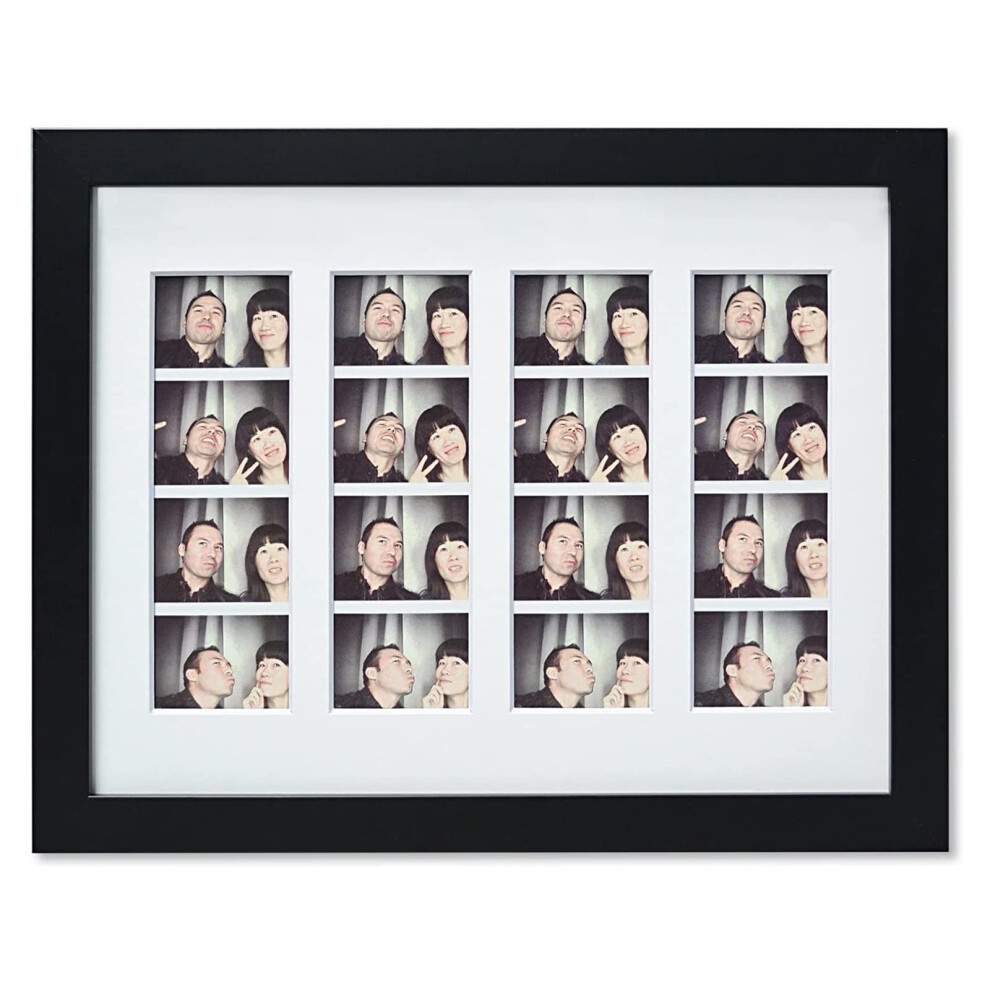 Golden State Art  8.5x11 Photo Frame with mat for 4 2x6 Photo Booth Pictures with  Black. Includes Real Glass & Easel Back Display