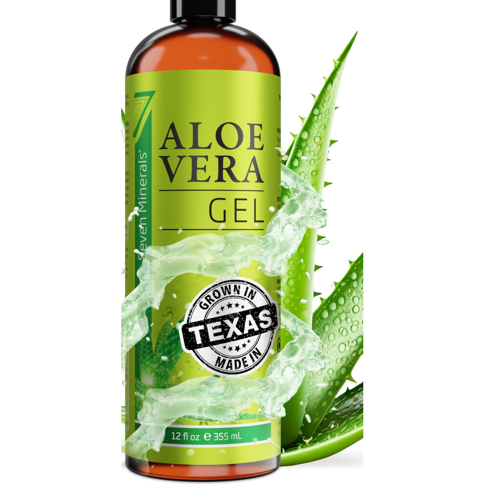 Seven Minerals Aloe Vera Gel - 99% Organic, Big 12 oz - NO XANTHAN, so