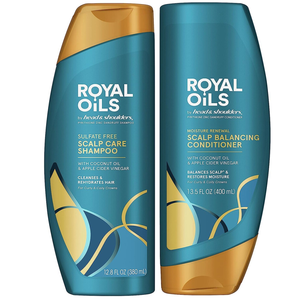 Head & Shoulders Royal Oils Shampoo and Conditioner Set  Includes Anti-Dandruff Scalp Care Shampoo (12.8 Fl Oz.) & Moisture Renewal Scalp Balancing Co