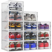 12 Pack Shoe Organizer Storage Bins Clear Plastic Stackable Shoe Boxes