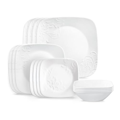 Corelle Cherish 16pc, Service for 4, Dinnerware Set, 8 Plates 8 Bowls,
