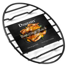 DIMESHY Rosteringsgaller, Svart med Inbyggda Fötter, Emaljerad, Nonstick, För 13 Tum Oval Rosteringspanna