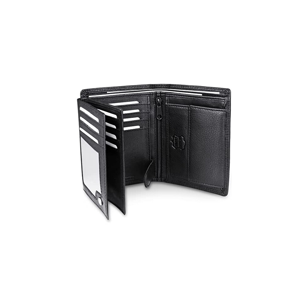 Frentree Men's Trifold Nappa Leather Wallet, 15 Card Slots, RFID Prote