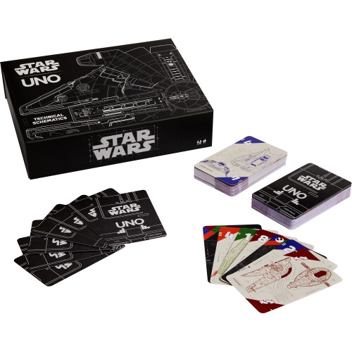 Mattel UNO Star Wars Technical Schematics παιχνίδι για 2 έως 10 Παίκτες, δώρο για βραδιές παιχνιδιών
