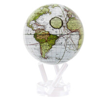 MOVA Globe - Antico Terrestre Bianco 4.5" | Globo Rotante Alimentato a Sole per Scrivania o Mensola | Decorazione Mappa Vintage