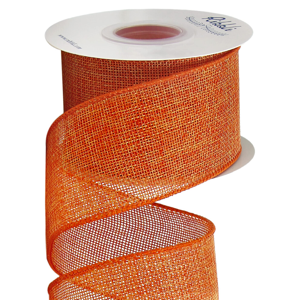Ruban en toile de jute orange Ribbli, 2    30 cm x 9,1 m, avec bordure solide, pour couronne, arbre, d  coration ext  rieure