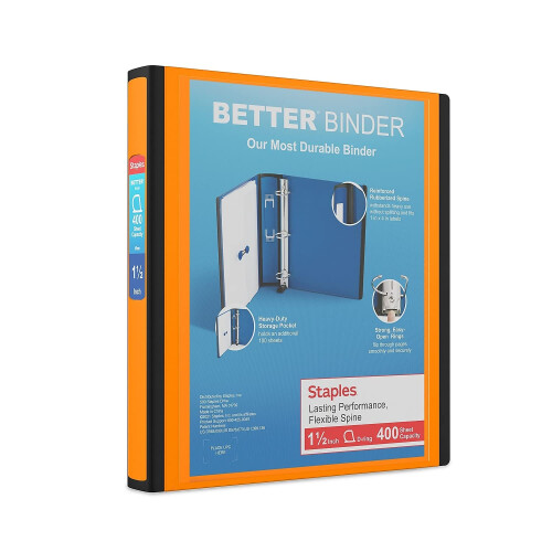 Staples Staples 651861 1,5 polegadas de 3 ring Better Binder Orange (13467)
