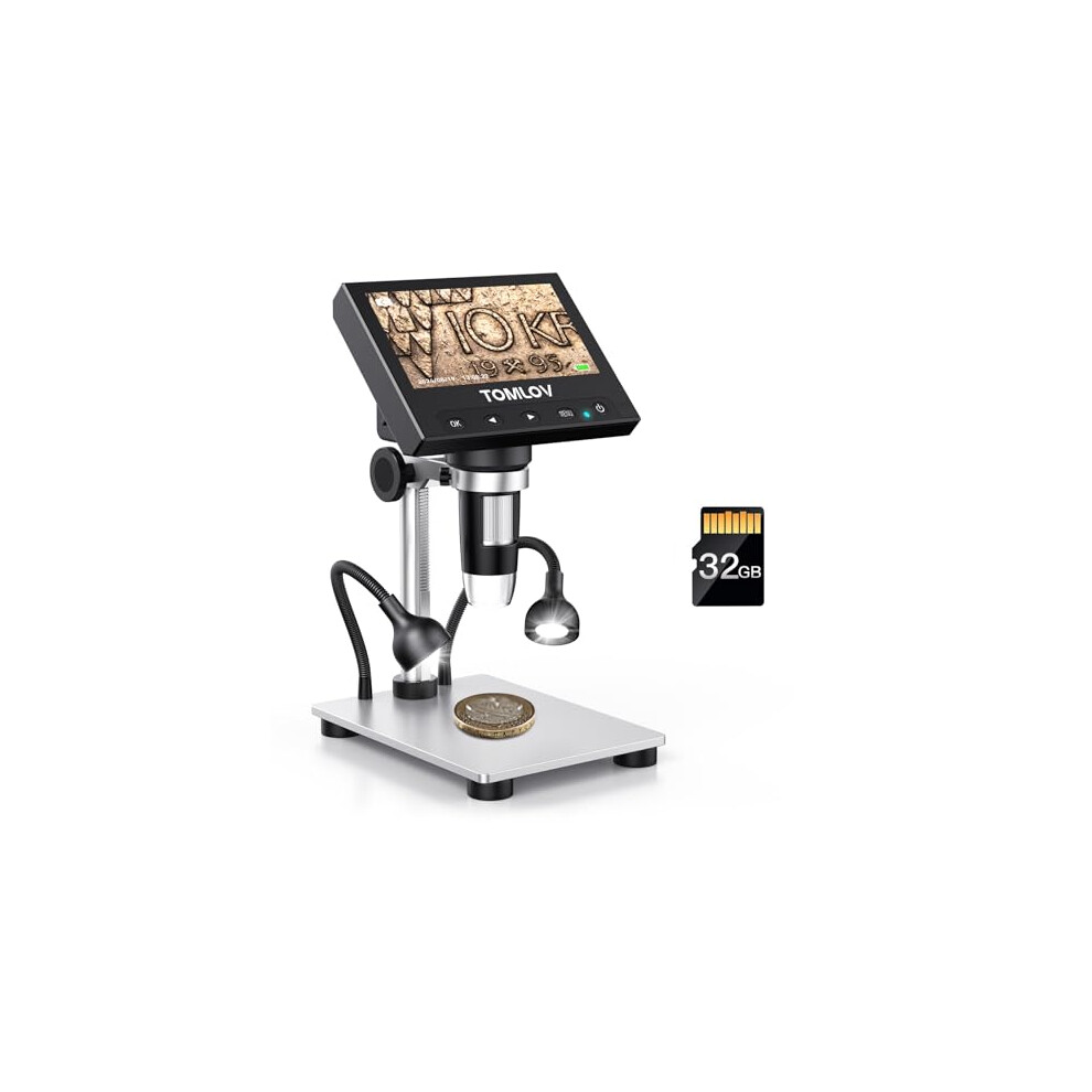 TOMLOV 1000X Error Coin Microscope with 4.3" LCD Screen, USB Digital M