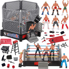 ToyVelt WWE Ring Set med 32-Delar Brottningsfigurer för Pojkar 8-12, Säkra och Hållbara WWE Leksaker