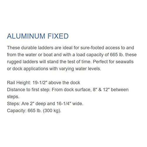 Dock Edge + ECO Weld Free Fixed Dock Ladder 3 Steps Aluminum 1