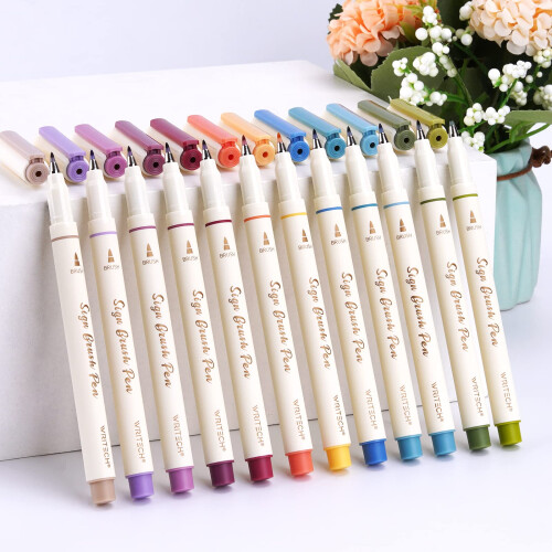 WRITECH Arts Sign Brush Pen Brush Tip Marker Felt Tip Water Based Ink 1