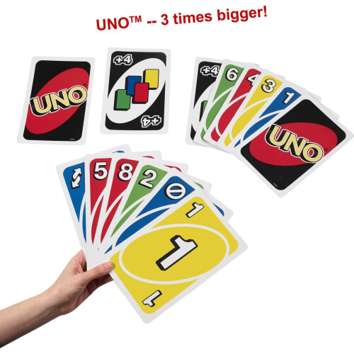 Mattel Mattel Games Giant UNO ?a????d?   e ???te? ??a ?a?d?? ?a? ?????e?e?a?? ??ad??   e ?e???e? ???te? ?a? ???sa?  ?s?  e? Wild Cards ??a 2-10 ?a??te? 2