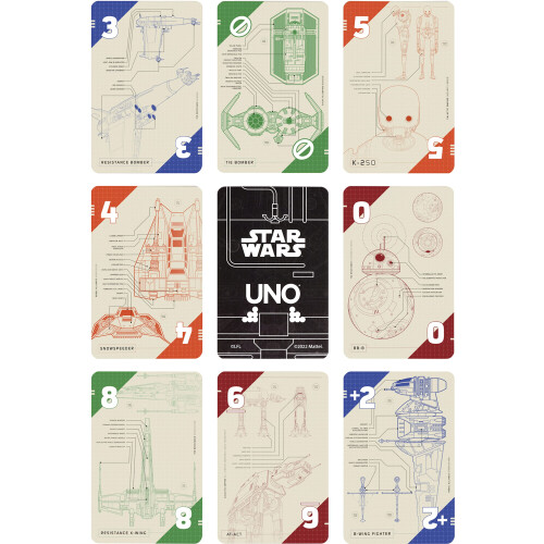 Mattel UNO Star Wars Technical Schematics παιχνίδι για 2 έως 10 Παίκτες, δώρο για βραδιές παιχνιδιών 2
