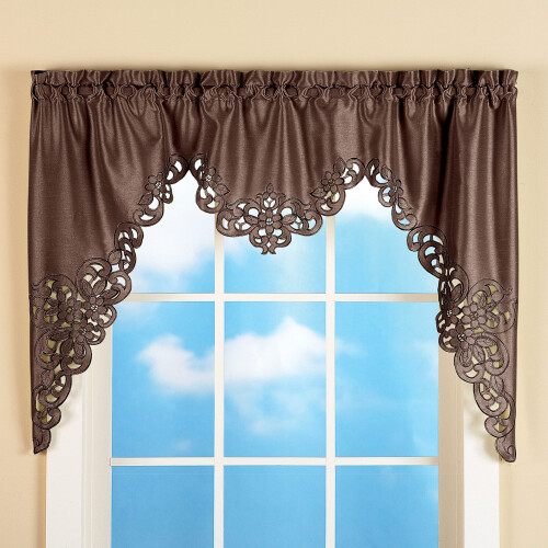 Collections Etc Eleganter Scroll Fenster Valance Schokolade 58" X 36" 1