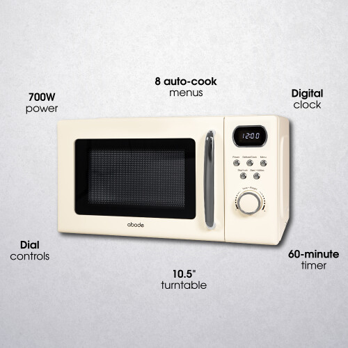 Abode Retro Microwave 20 Litre Digital 700W Cream AMD2004C 1
