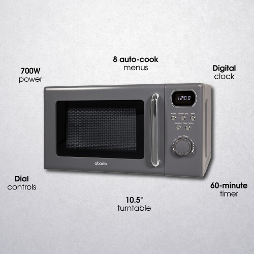 Abode Retro Microwave 20 Litre Digital 700W Grey AMD2004G 1
