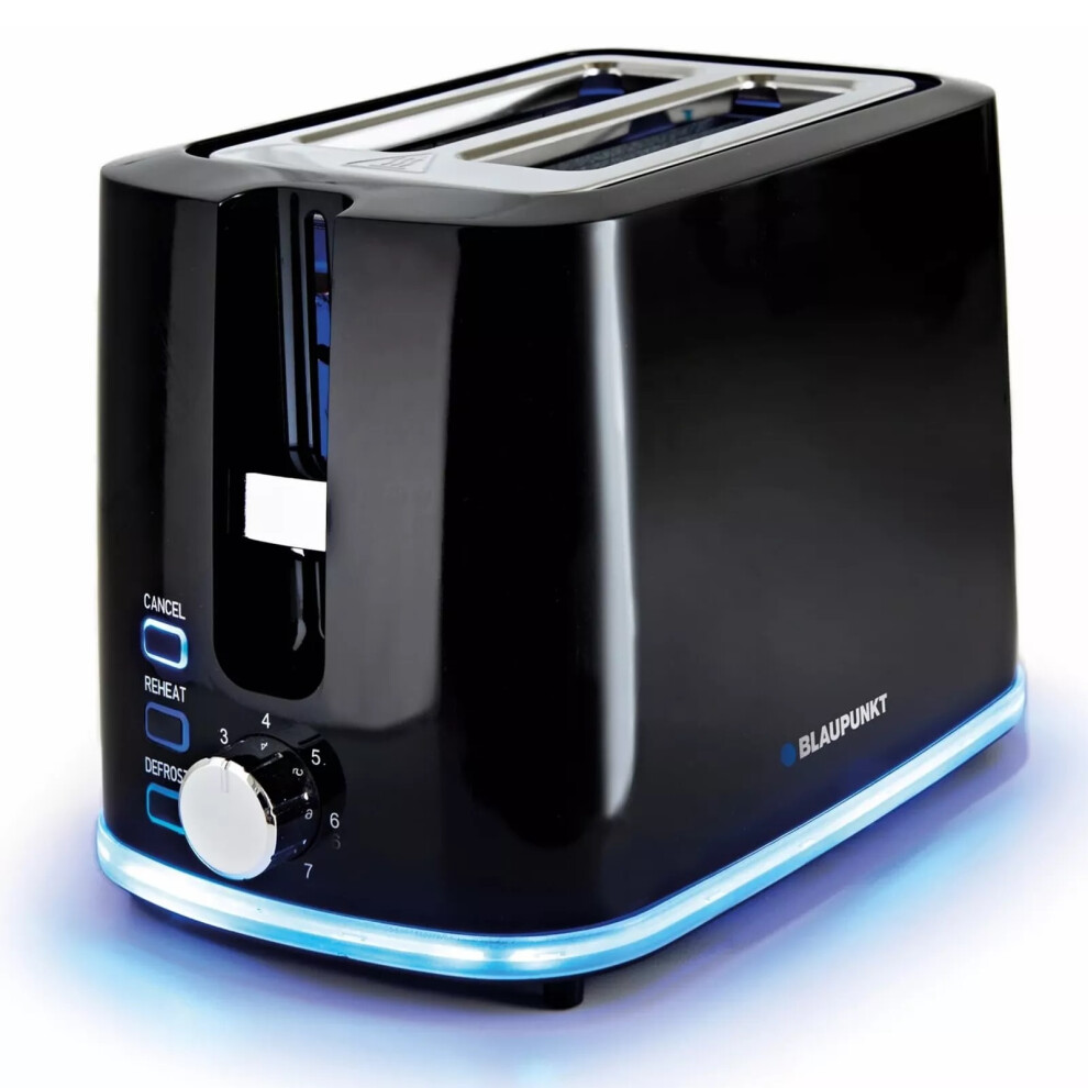 (Black) Blaupunkt 2 Slice Illuminating Toaster With Reheat & Defrost functions