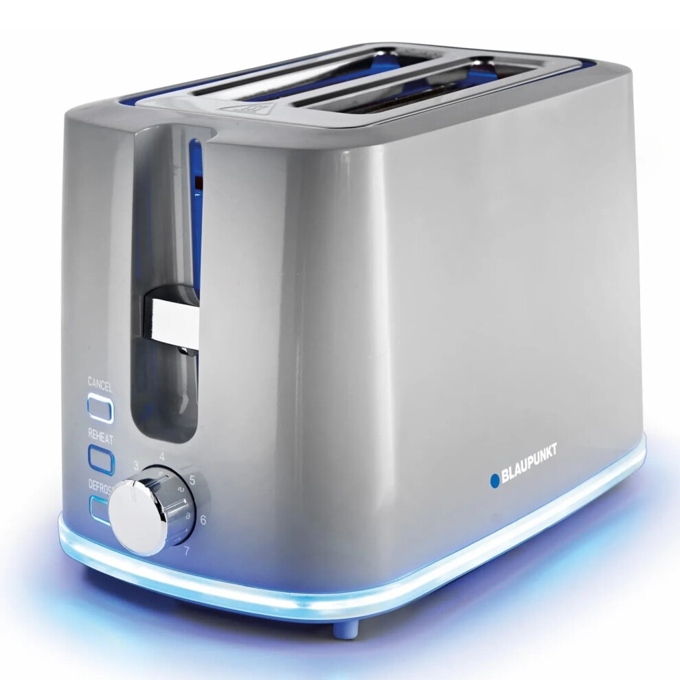 (Grey) Blaupunkt 2 Slice Illuminating Toaster With Reheat & Defrost functions