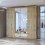 MN Furniture Monaco Double Sliding Mirrored Wardrobes Oak 203cm 1