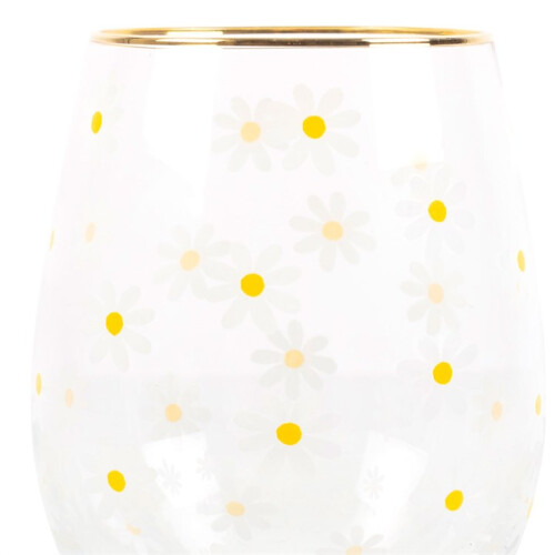 All Over Daisy Print Stemless Wine Glass 2