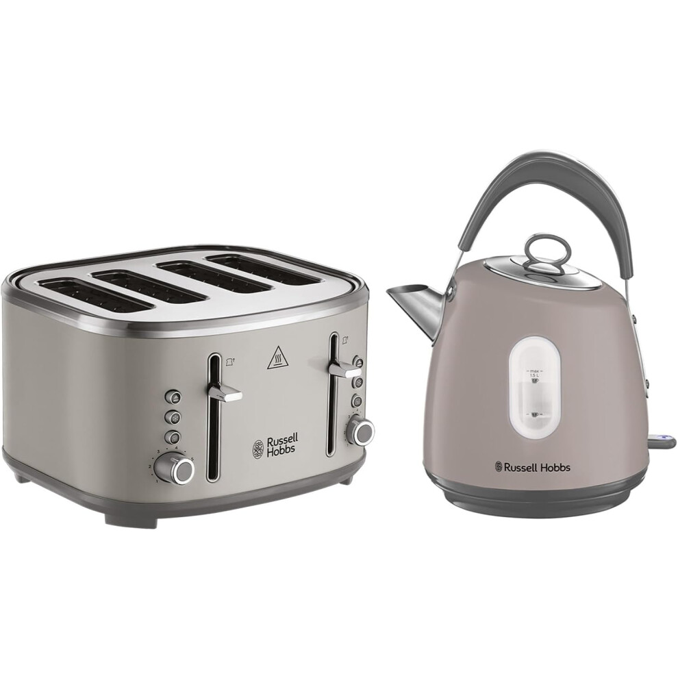 Russell Hobbs Stylevia Mocha Kettle & 4 Slice Toaster Matching Set