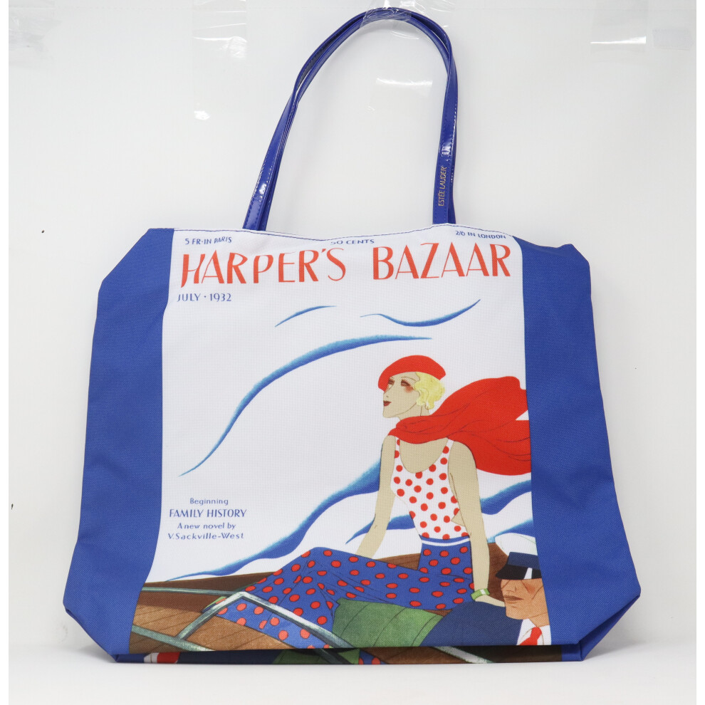 Estee Lauder Harper's Bazaar Blue Printed Tote Bag  / New