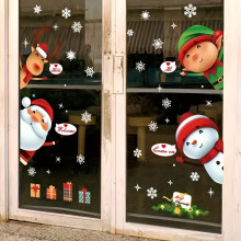 (1set Christmas Stickers) 1pc Christmas Window Clings - Double-Sided Electrostatic Snowman & Santa Claus Decals