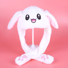 (Lightless White Rabbit Hat) Rabbit hat with moving ears, new autumn and winter light-up rabbit fur plush hat