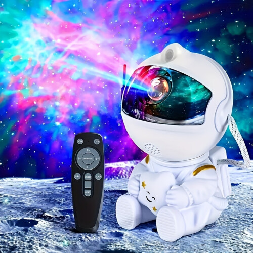(white) USB-Powered Astronaut Nebula For Galaxy Projector with Remote - Magical Starry Night Light