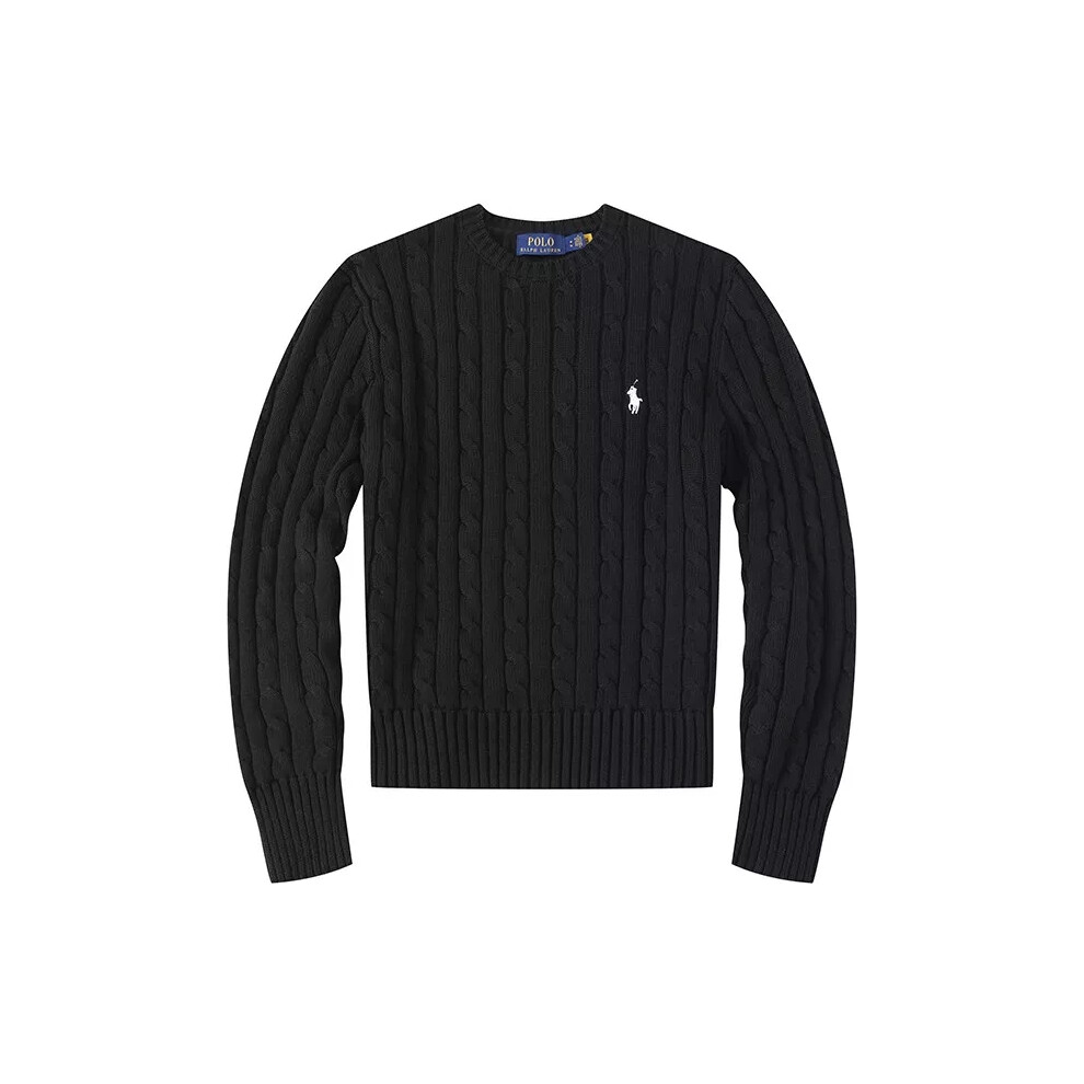 (Black, M) Women Crew Neck Sweatshirt Solid Jumper Long Sleeve Pullover Sweater Multicolor