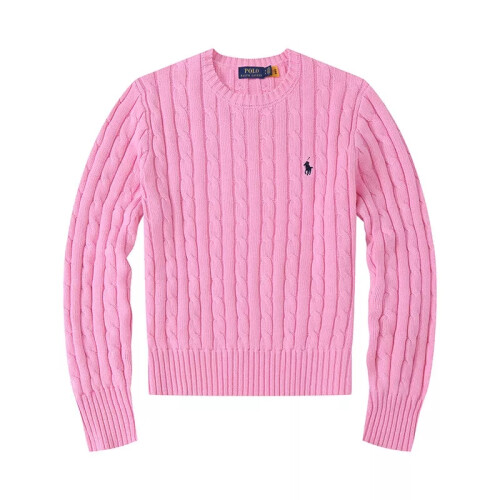 (Pink, M) Women Crew Neck Sweatshirt Solid Jumper Long Sleeve Pullover Sweater Multicolor