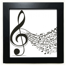 Flappg Music Notes Treble Clef Black Square Frame Picture Wall Tabletop