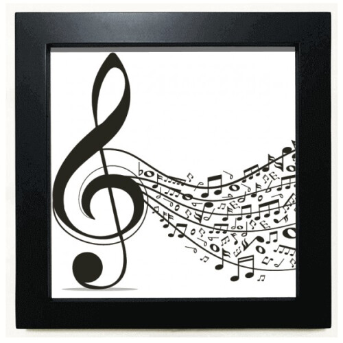Flappg Music Notes Treble Clef Black Square Frame Picture Wall Tabletop