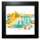 Summer Season Illustration Black Square Frame Picture Wall Tabletop 1