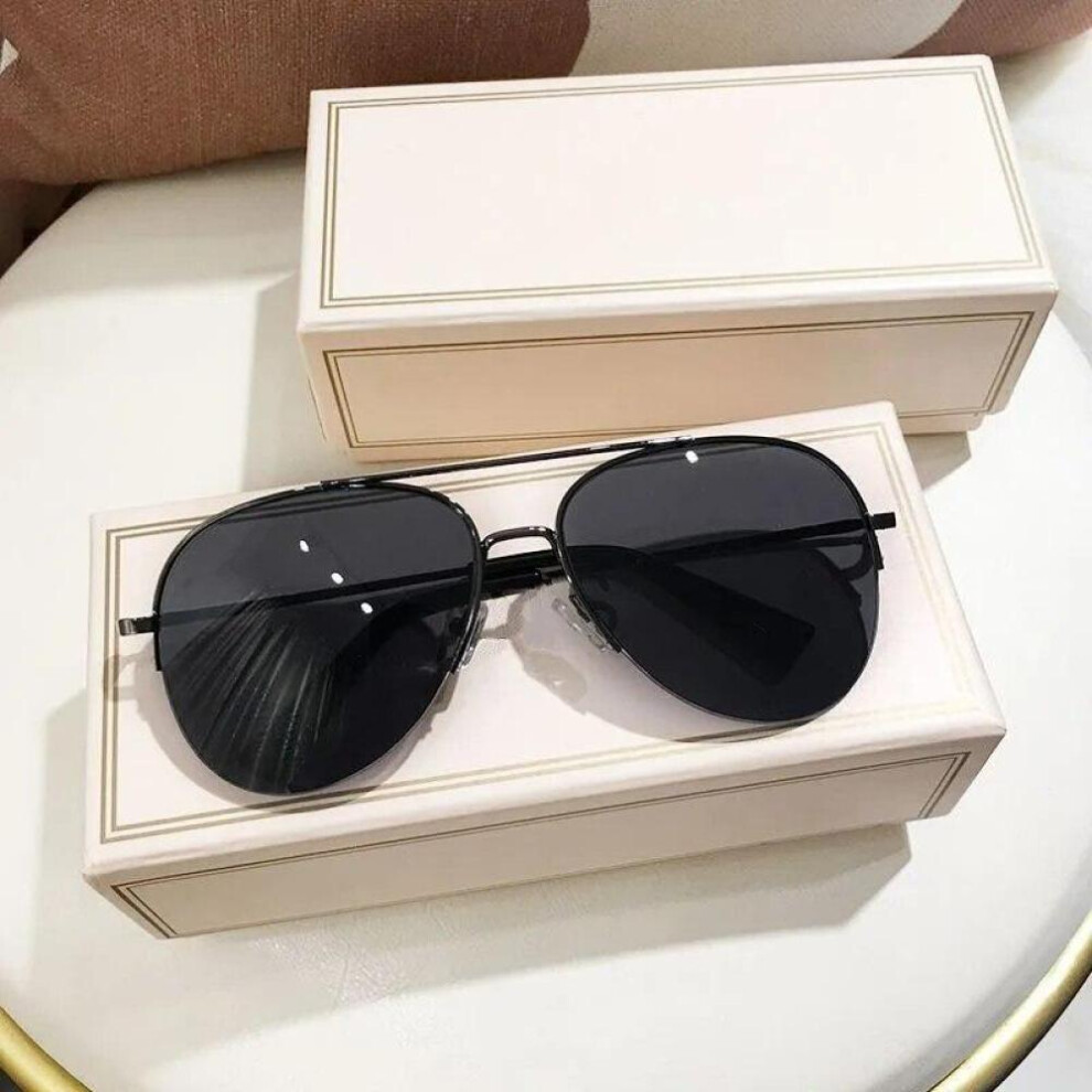 (Black) Sunglasses Men&apos;s Driving Pilot Sun Glasses Brand Designer Male UV400 Outdoor Fishing Eyewear Classic Aviation Travel Eyeglasses