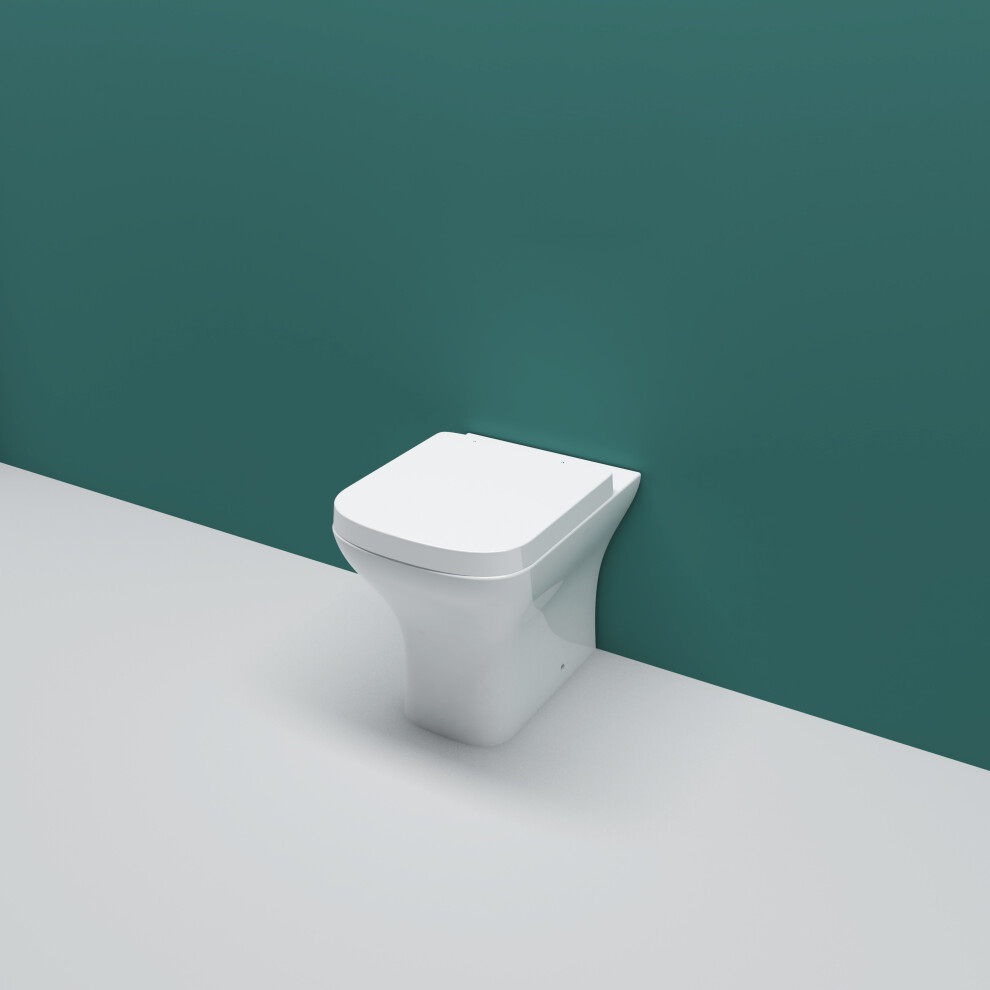 AICA Bathroom BTW Modern Toilet WC Soft Close Seat White Space Saving Ceramic