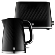 Swan Windsor Kettle & 2 Slice Toaster Kitchen Set (Black)