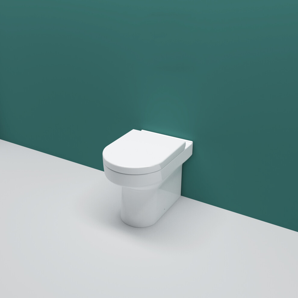 AICA Bathroom Back To Wall Toilet Soft Close Seat Ceramic White Modern Round WC